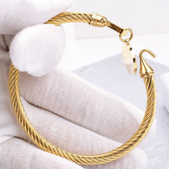 Black Shell Cuff Bracelet – Gold-Tone Stainless Steel