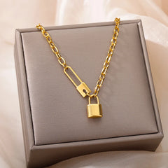 Layered Heart Pendant Necklace in Gold Stainless Steel