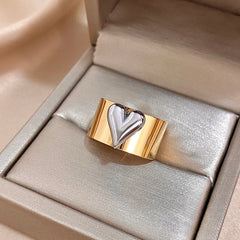 Eterna Heart Stainless Steel Cuff Ring