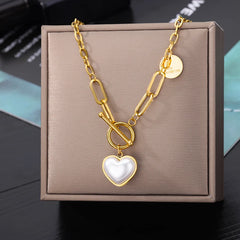 Layered Heart Pendant Necklace in Gold Stainless Steel