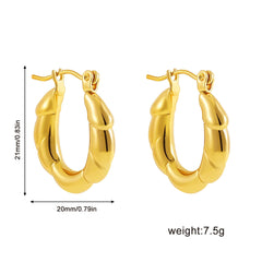 Fashion Glossy Stainless Steel Chunky Hoop Earrings for Women Gold Plated Thick Texture Geometric Circle Earring Vintage Jewelry