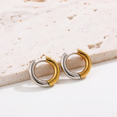 Fashion Glossy Stainless Steel Chunky Hoop Earrings for Women Gold Plated Thick Texture Geometric Circle Earring Vintage Jewelry