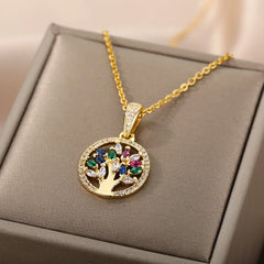 Layered Heart Pendant Necklace in Gold Stainless Steel