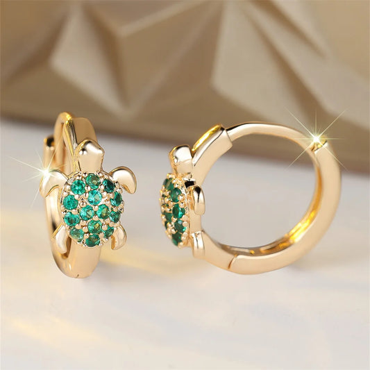 Vintage Sea Turtle Hoop Earrings