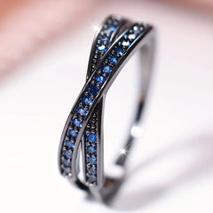 Minimalist Crossed Stacking Ring with Zircon Stones