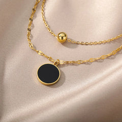 Layered Heart Pendant Necklace in Gold Stainless Steel