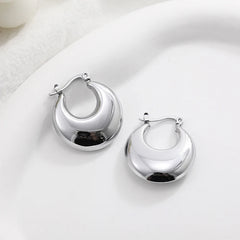 Fashion Glossy Stainless Steel Chunky Hoop Earrings for Women Gold Plated Thick Texture Geometric Circle Earring Vintage Jewelry