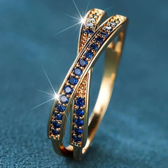 Minimalist Crossed Stacking Ring with Zircon Stones