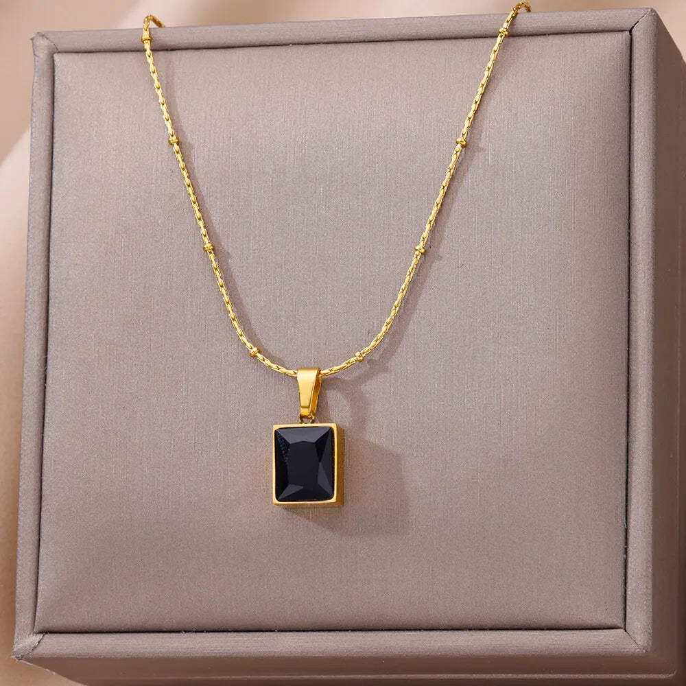 Layered Heart Pendant Necklace in Gold Stainless Steel