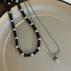 Natural Stone Pendant Necklaces | set of 2