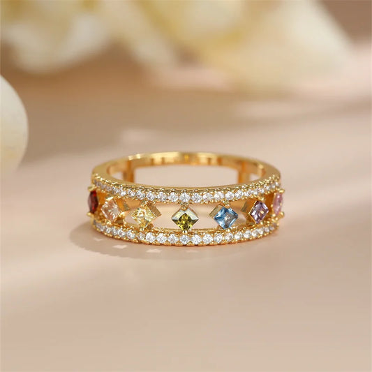 Vintage Rainbow Zircon Engagement Ring