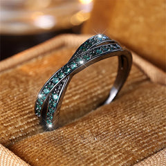 Minimalist Crossed Stacking Ring with Zircon Stones