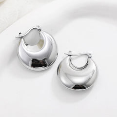 Fashion Glossy Stainless Steel Chunky Hoop Earrings for Women Gold Plated Thick Texture Geometric Circle Earring Vintage Jewelry