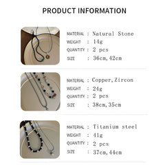 Natural Stone Pendant Necklaces | set of 2