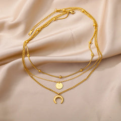 Layered Heart Pendant Necklace in Gold Stainless Steel