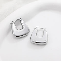 Fashion Glossy Stainless Steel Chunky Hoop Earrings for Women Gold Plated Thick Texture Geometric Circle Earring Vintage Jewelry