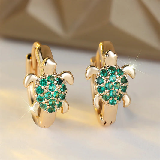 Vintage Sea Turtle Hoop Earrings