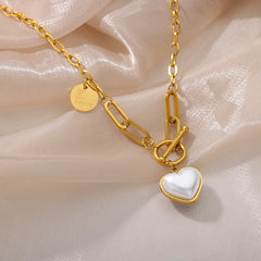 Layered Heart Pendant Necklace in Gold Stainless Steel