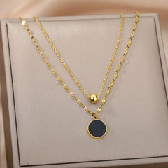 Layered Heart Pendant Necklace in Gold Stainless Steel
