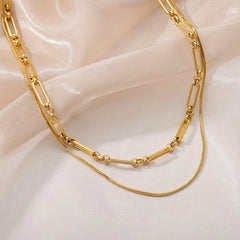 Layered Heart Pendant Necklace in Gold Stainless Steel