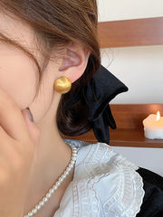 Brushed Metal Semicircle Stud Earrings