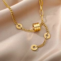 Layered Heart Pendant Necklace in Gold Stainless Steel