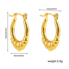 Fashion Glossy Stainless Steel Chunky Hoop Earrings for Women Gold Plated Thick Texture Geometric Circle Earring Vintage Jewelry