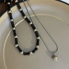 Natural Stone Pendant Necklaces | set of 2