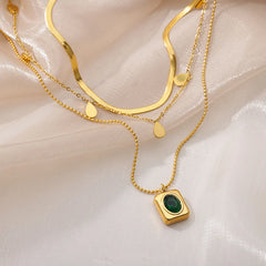 Layered Heart Pendant Necklace in Gold Stainless Steel