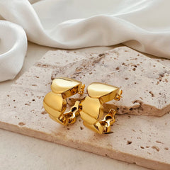 Fashion Glossy Stainless Steel Chunky Hoop Earrings for Women Gold Plated Thick Texture Geometric Circle Earring Vintage Jewelry